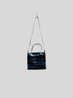 Sac à main noir effet croco vernis