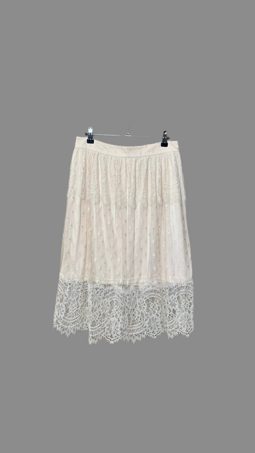 Jupe mi-longue en dentelle écrue – H&M