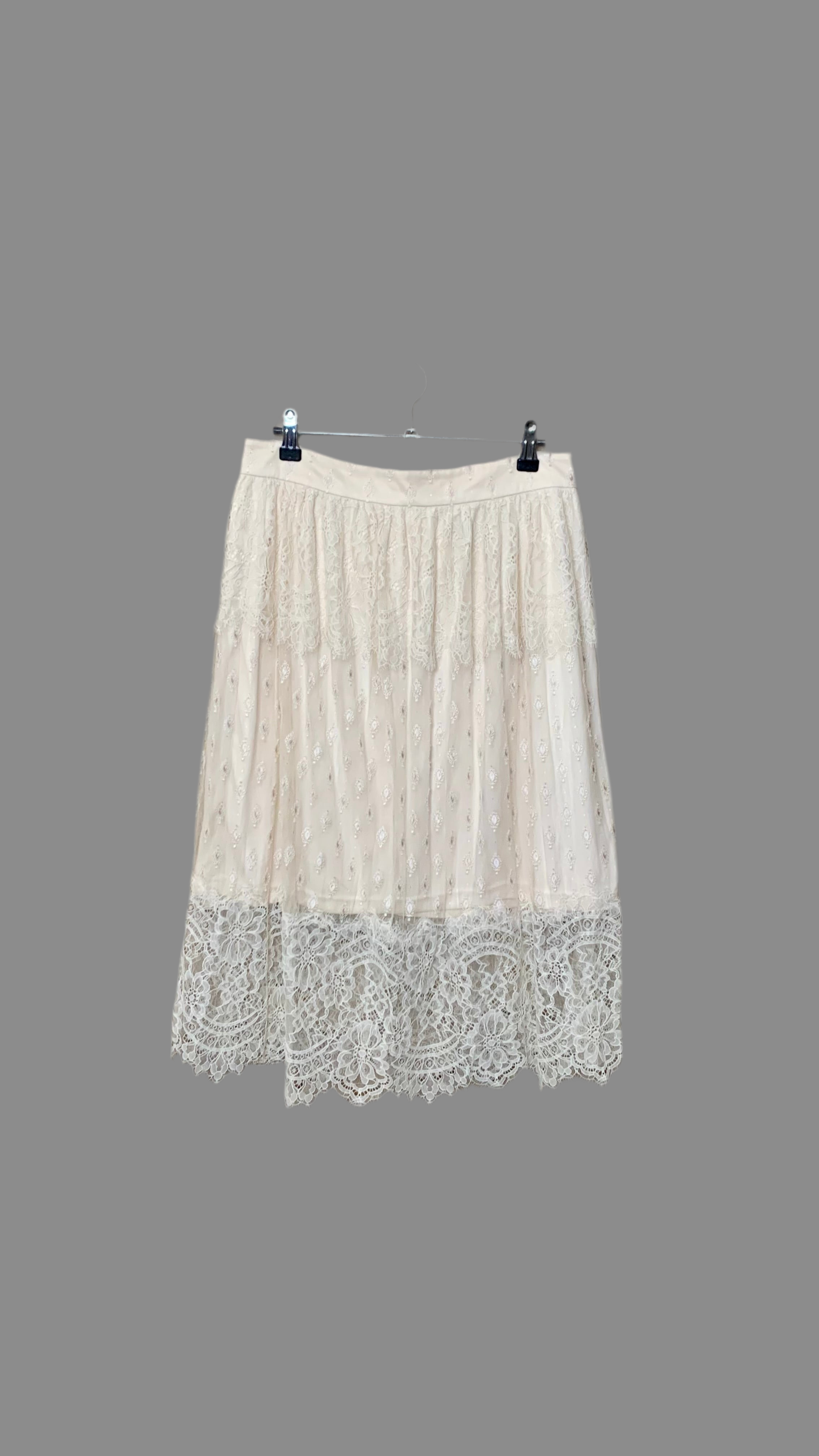 Jupe mi-longue en dentelle écrue – H&M