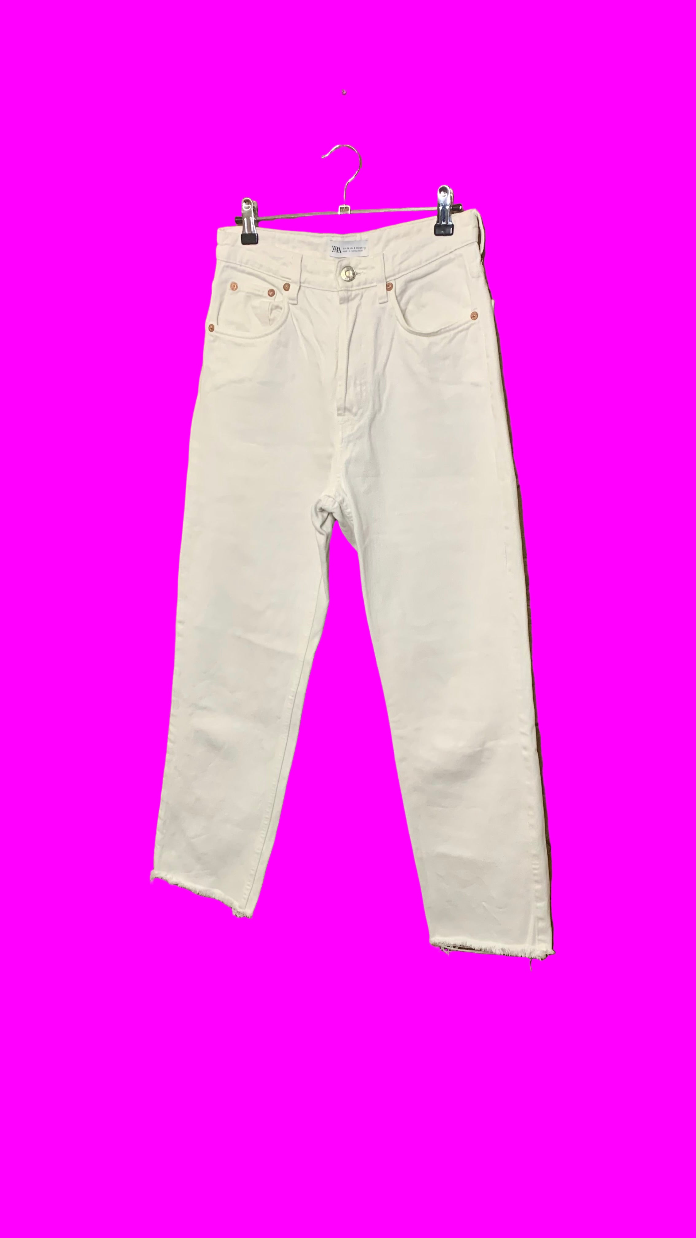 Jean blanc taille haute en coton bio – Zara