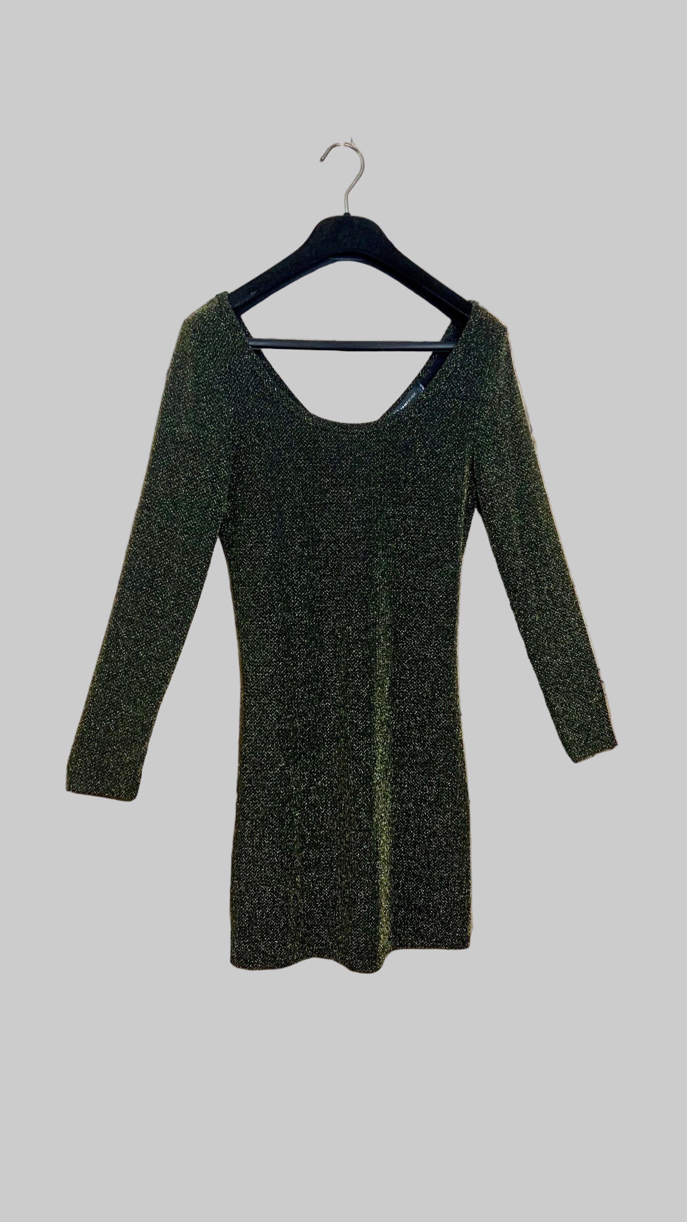 Haut long scintillant vert doré – Panacher – Taille estimée S