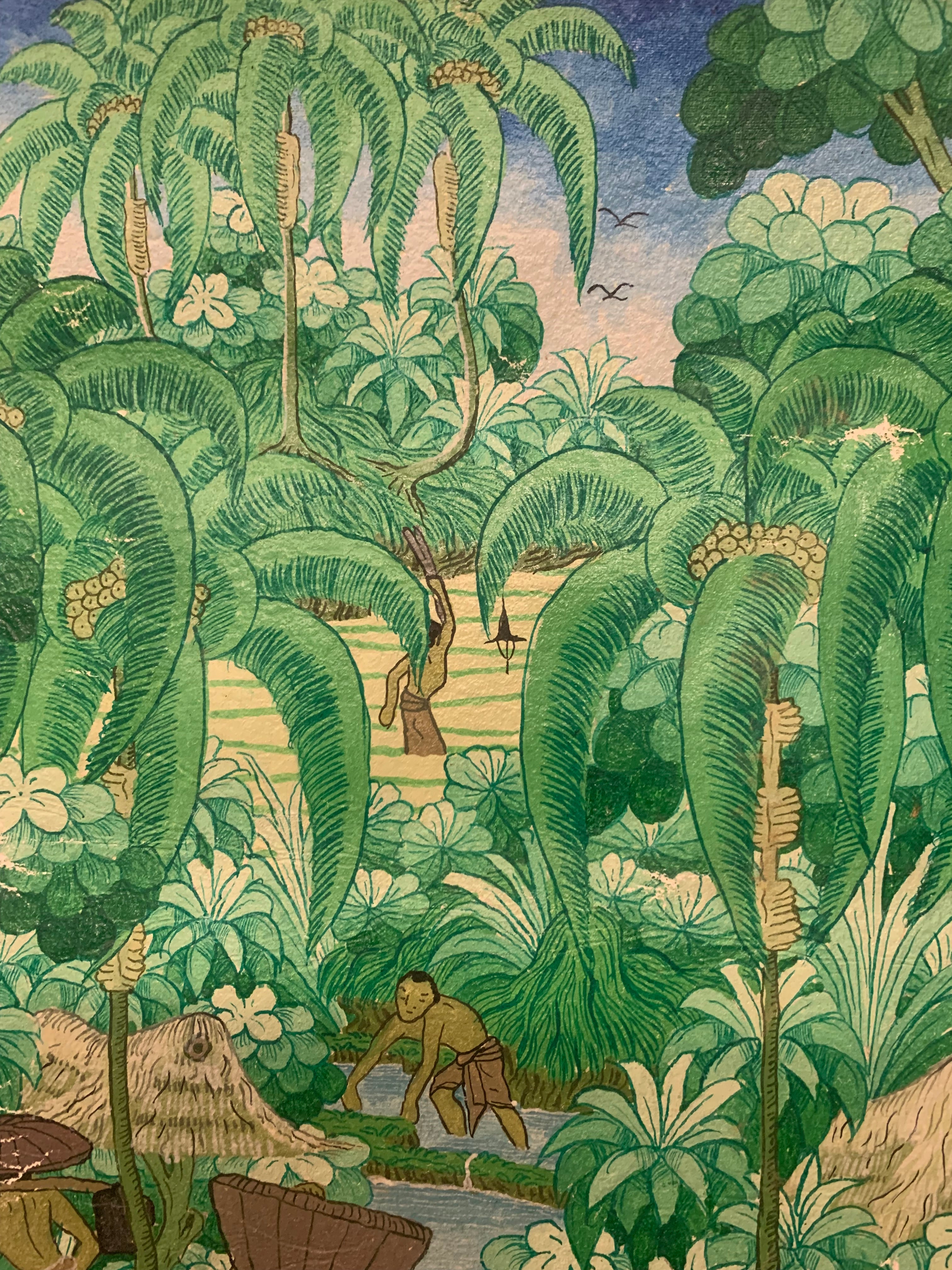 Toile peinte balinaise signée A.A. Gd Naga – Ubud, Bali (1978) 🌿