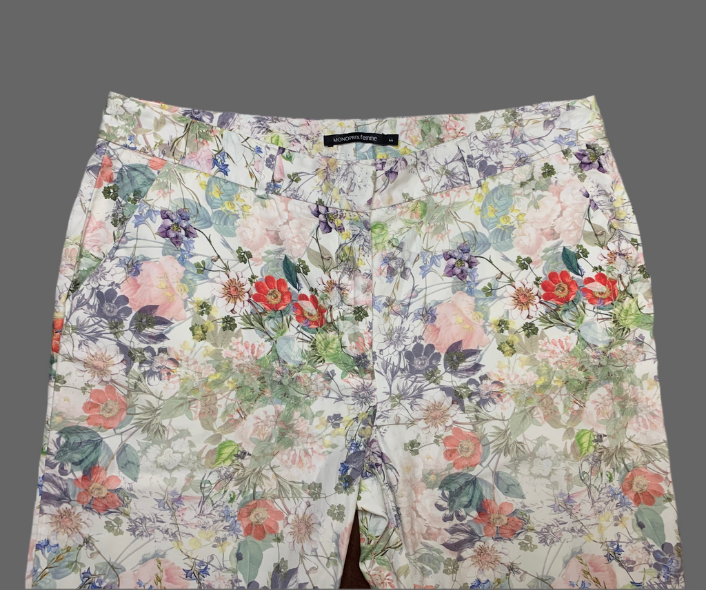 Pantalon fleuri blanc - Monoprix