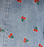 Jean slim taille haute - broderies cerise