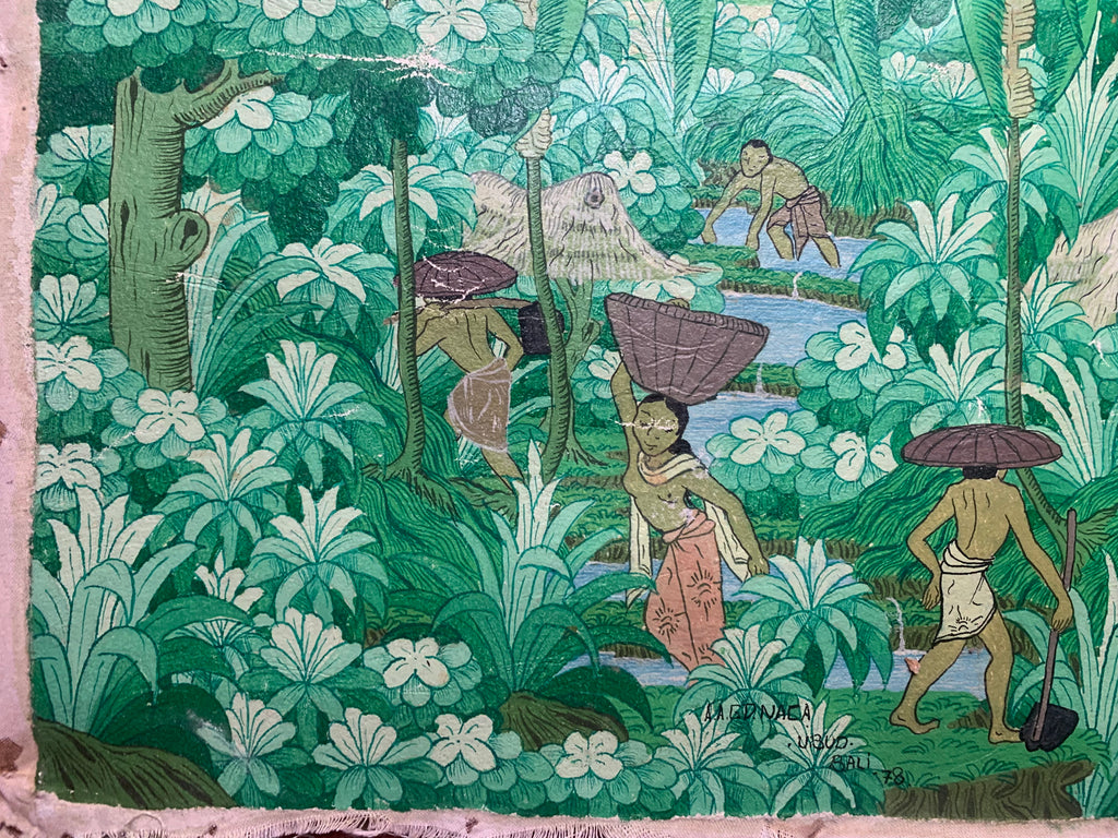 Toile peinte balinaise signée A.A. Gd Naga – Ubud, Bali (1978) 🌿