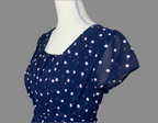 Robe bleu marine à pois roses – Séraphine