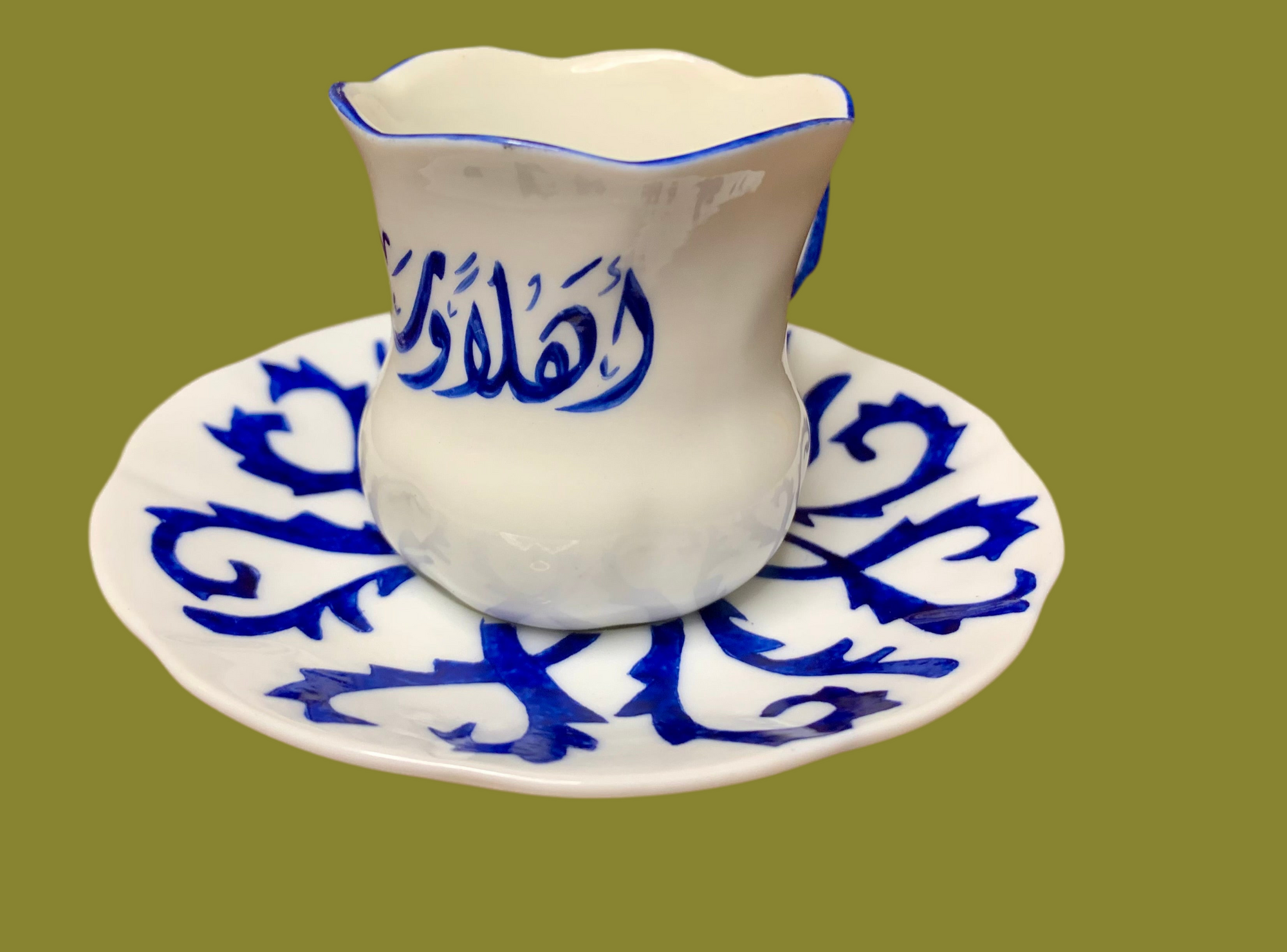 6 Tasses à Café en Porcelaine – Calligraphiées