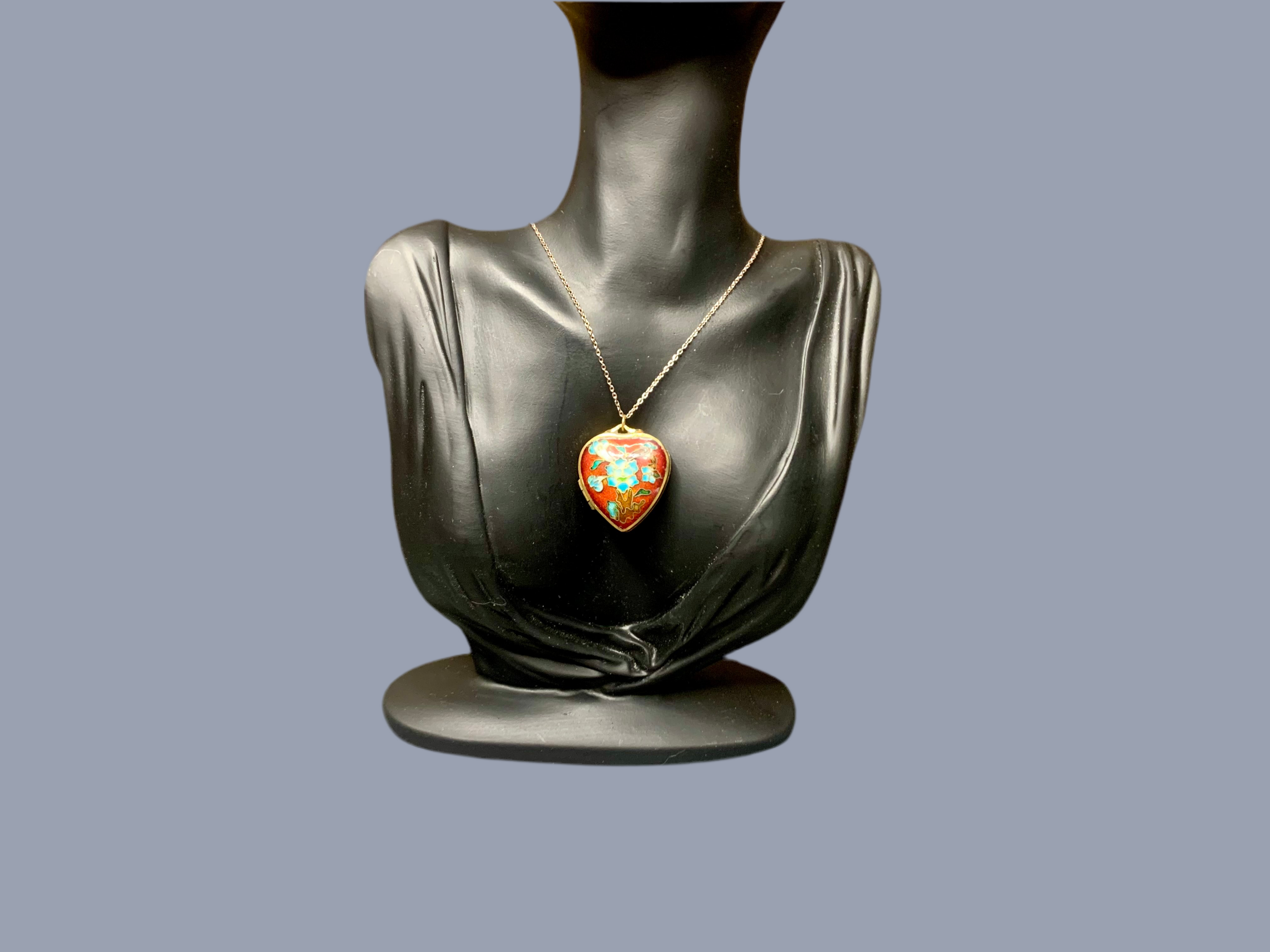 Pendentif boîte cœur - chinois – vintage