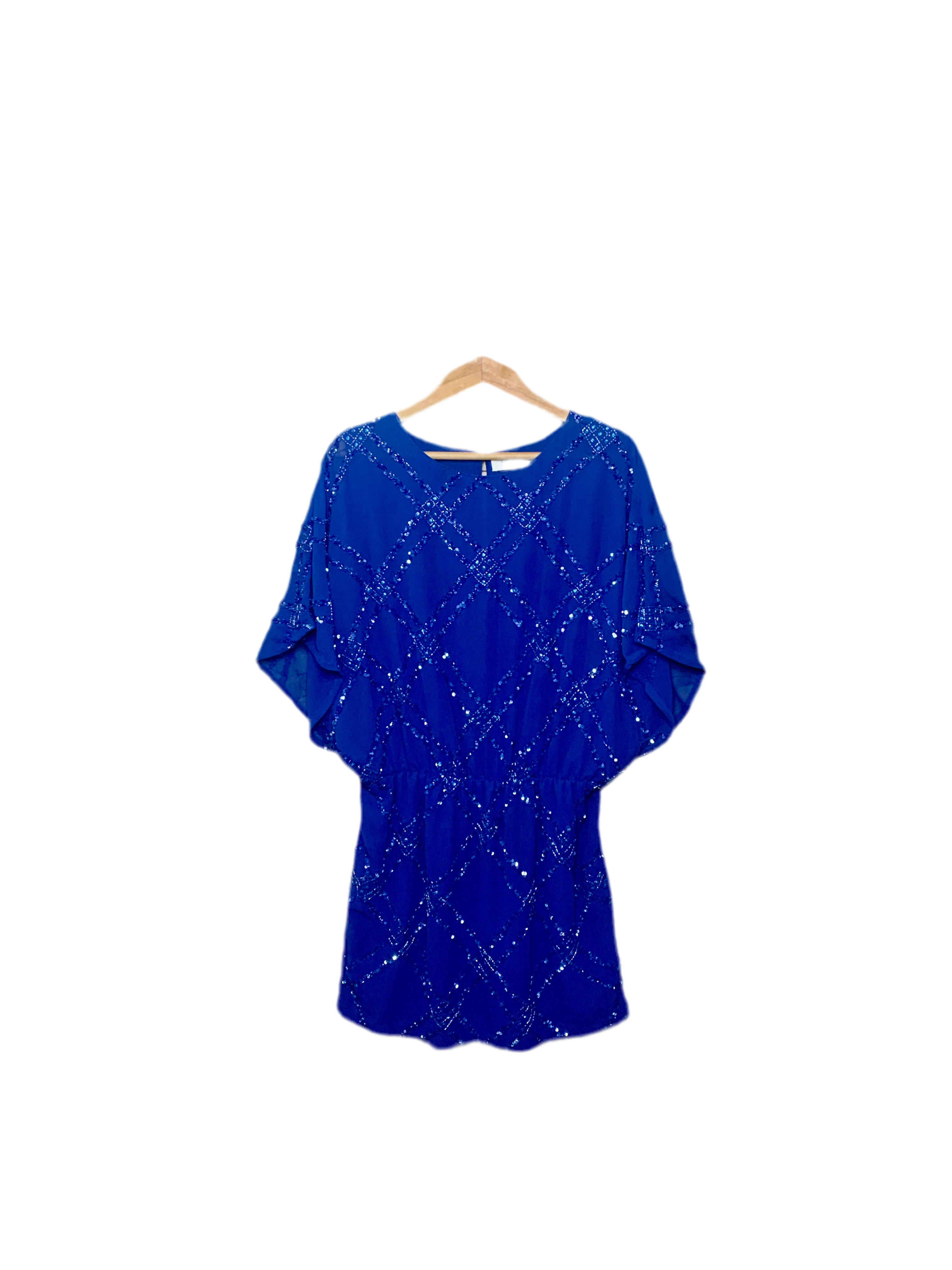 Robe courte bleue à sequins – Déby Débo