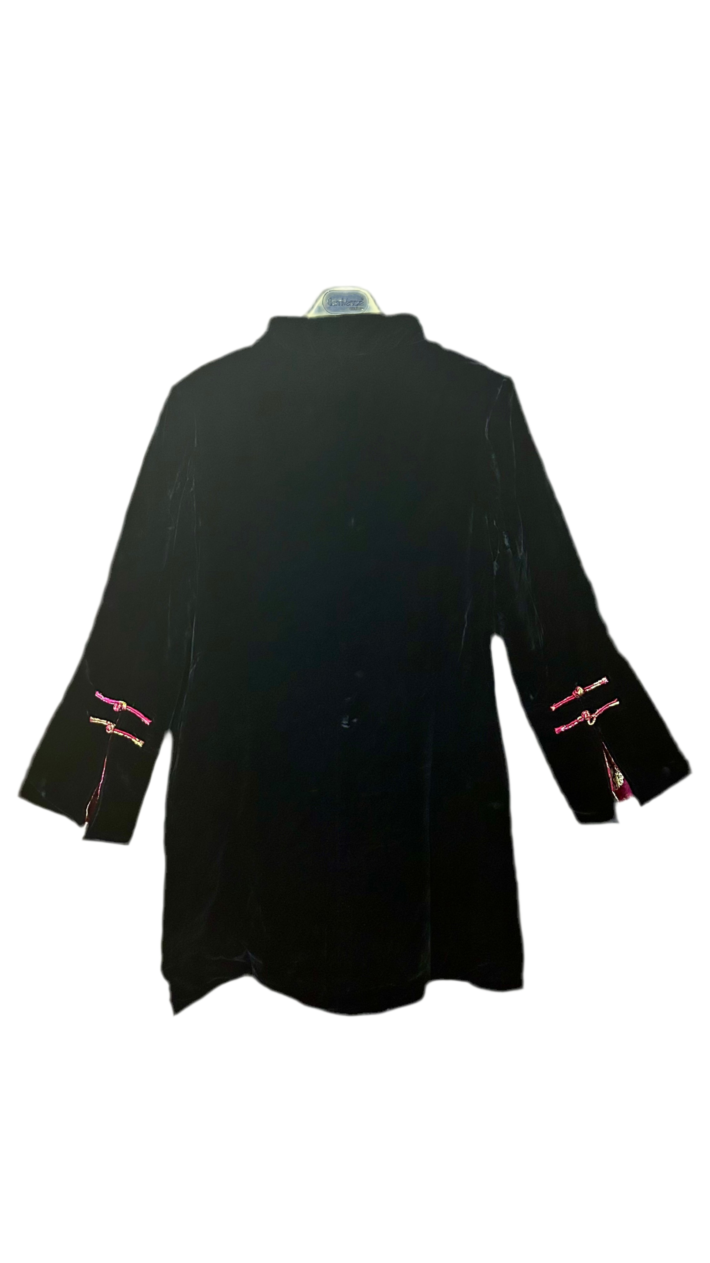 Veste chinoise réversible en velours et satin brodé