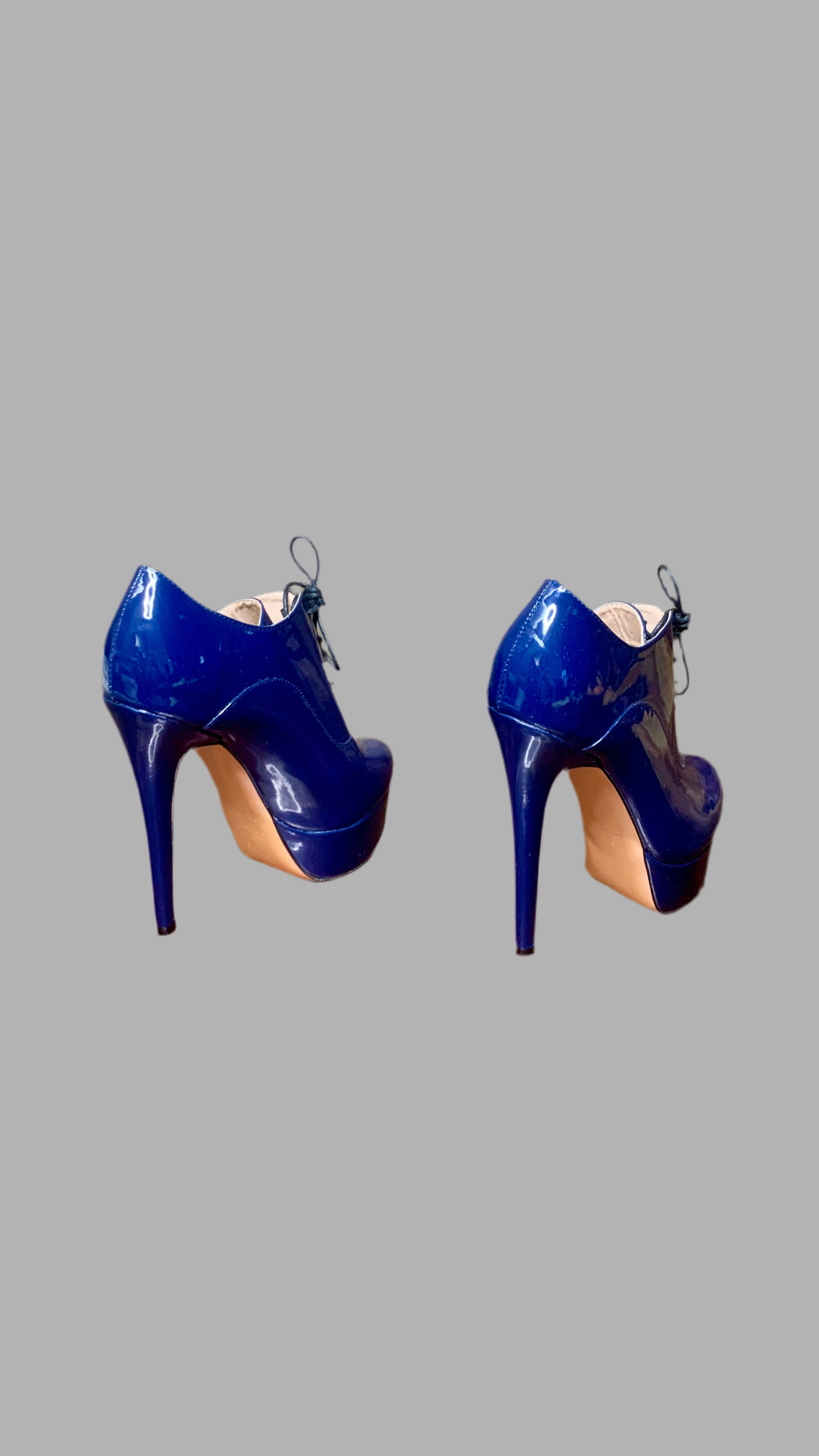 Bottines escarpins à plateforme vernies bleu cobalt – Only Maker