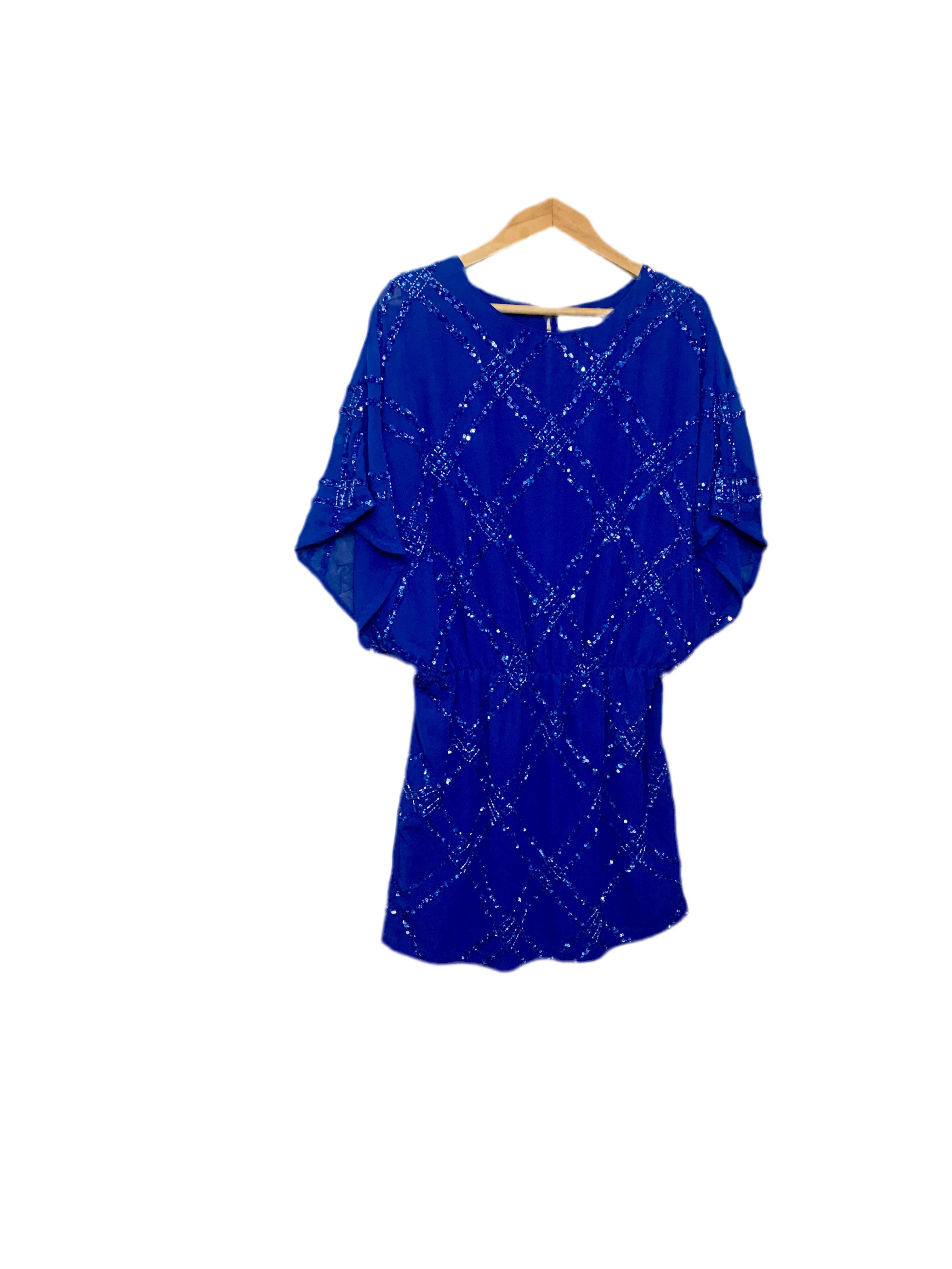 Robe courte bleue à sequins – Déby Débo