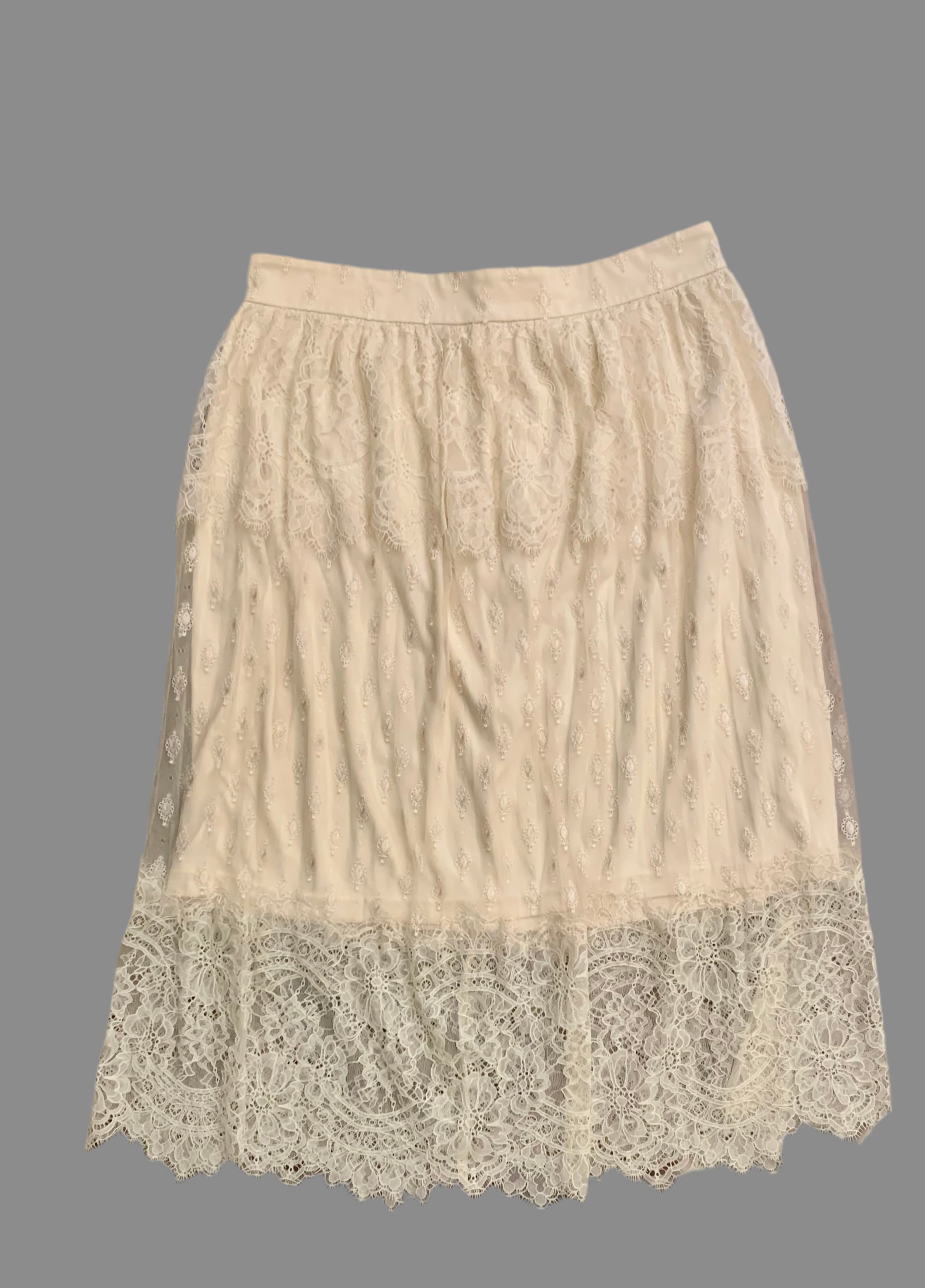 Jupe mi-longue en dentelle écrue – H&M