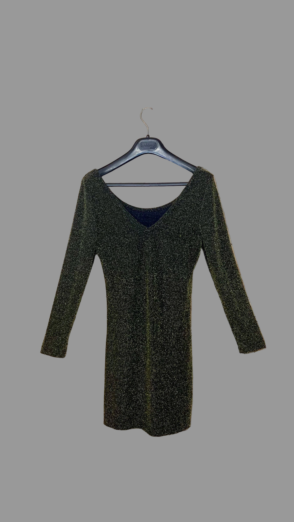 Haut long scintillant vert doré – Panacher – Taille estimée S
