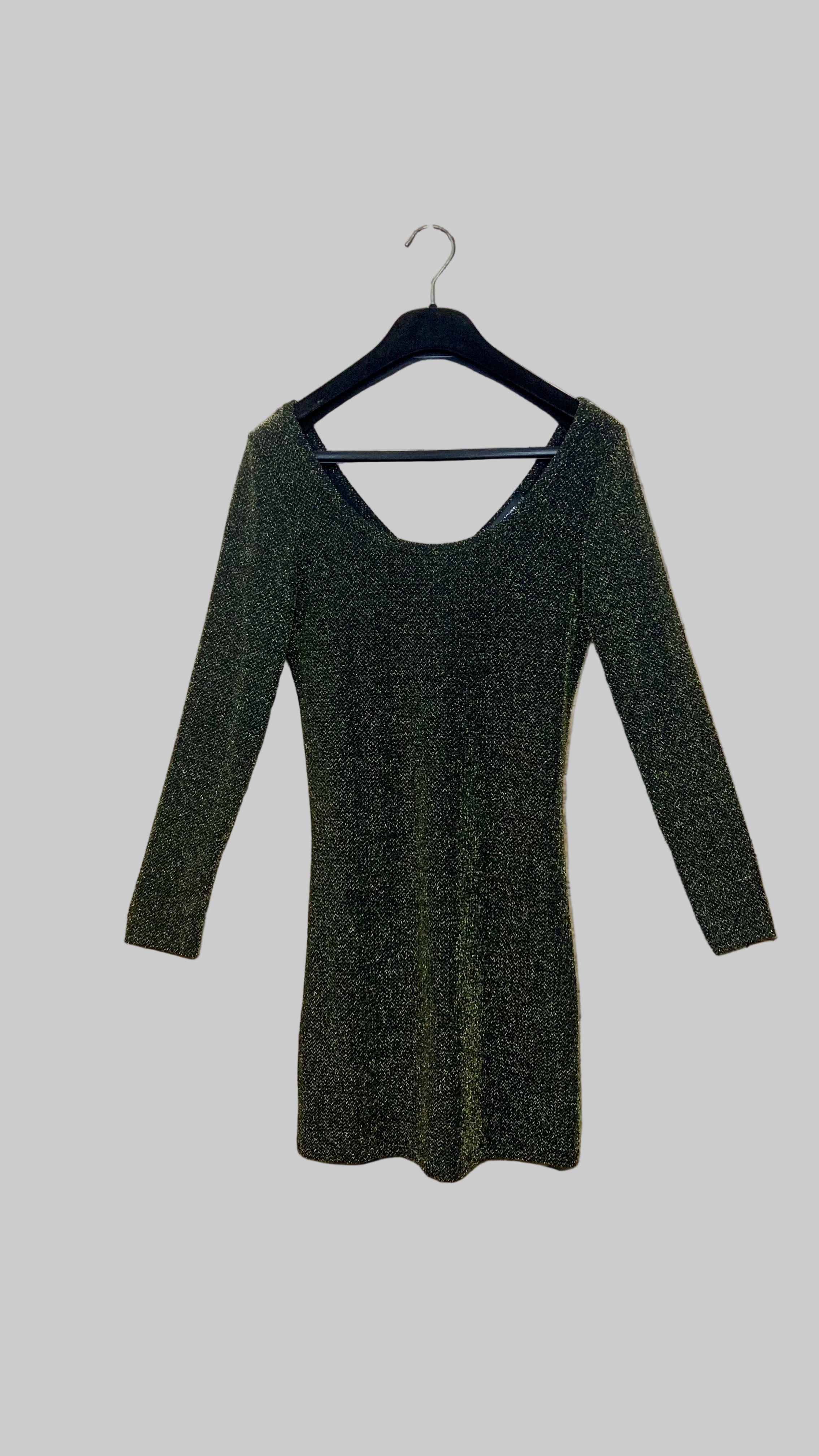 Haut long scintillant vert doré – Panacher – Taille estimée S