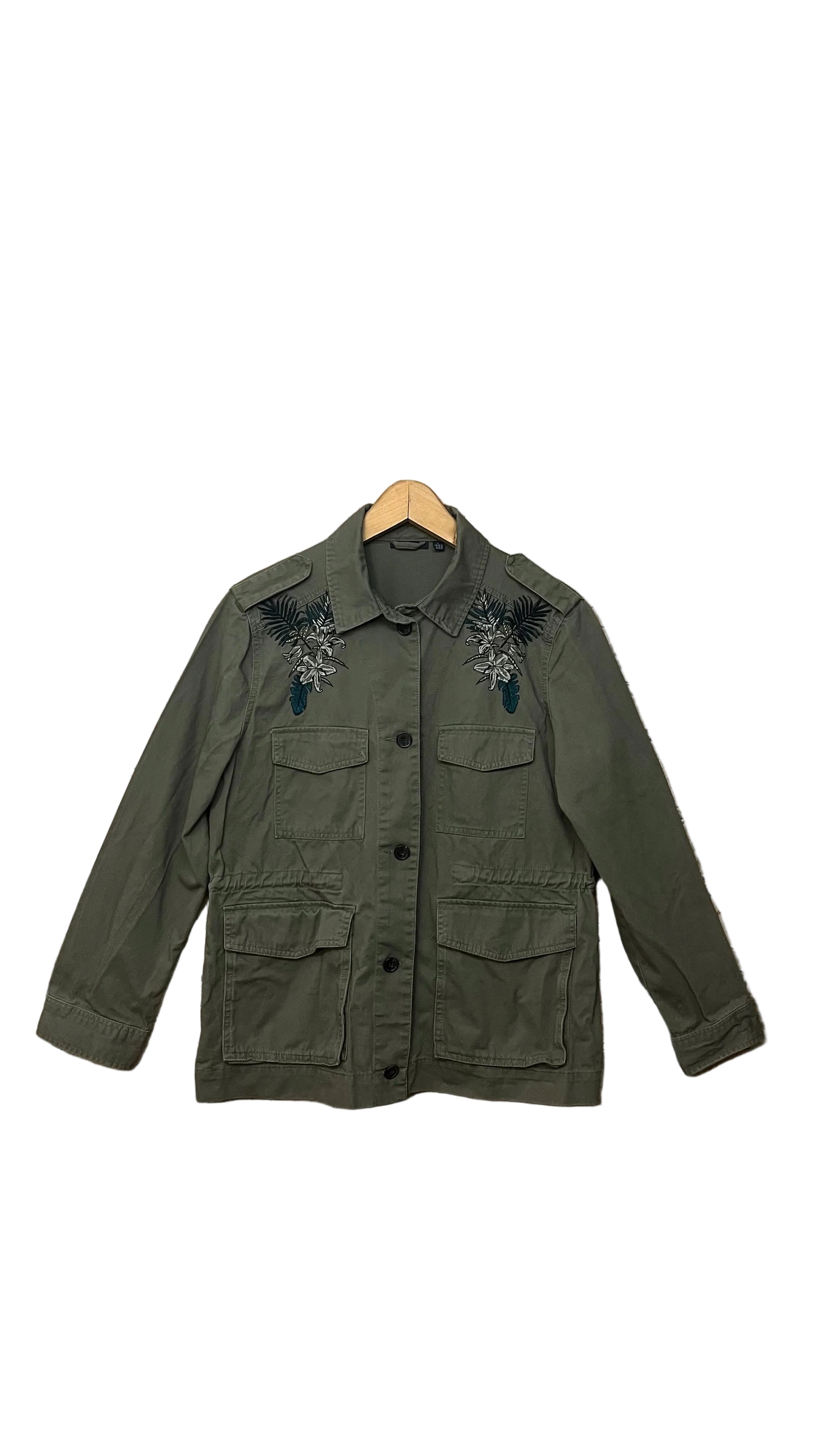 Veste kaki gris style saharienne / militaire - L (42/44)