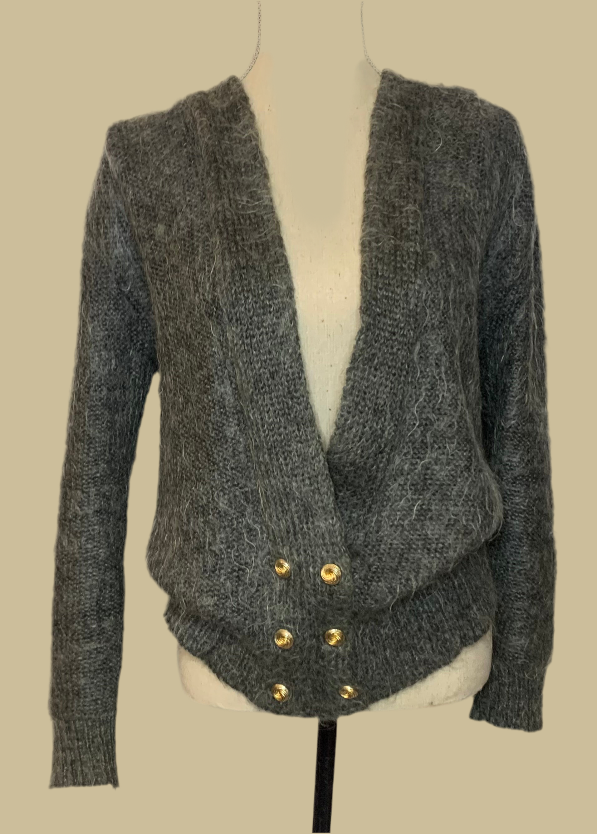 Gilet Vintage en Mohair Gris