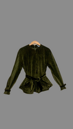 Haut en velours lisse vert olive -  Cacharel