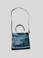 Sac à main noir effet croco vernis