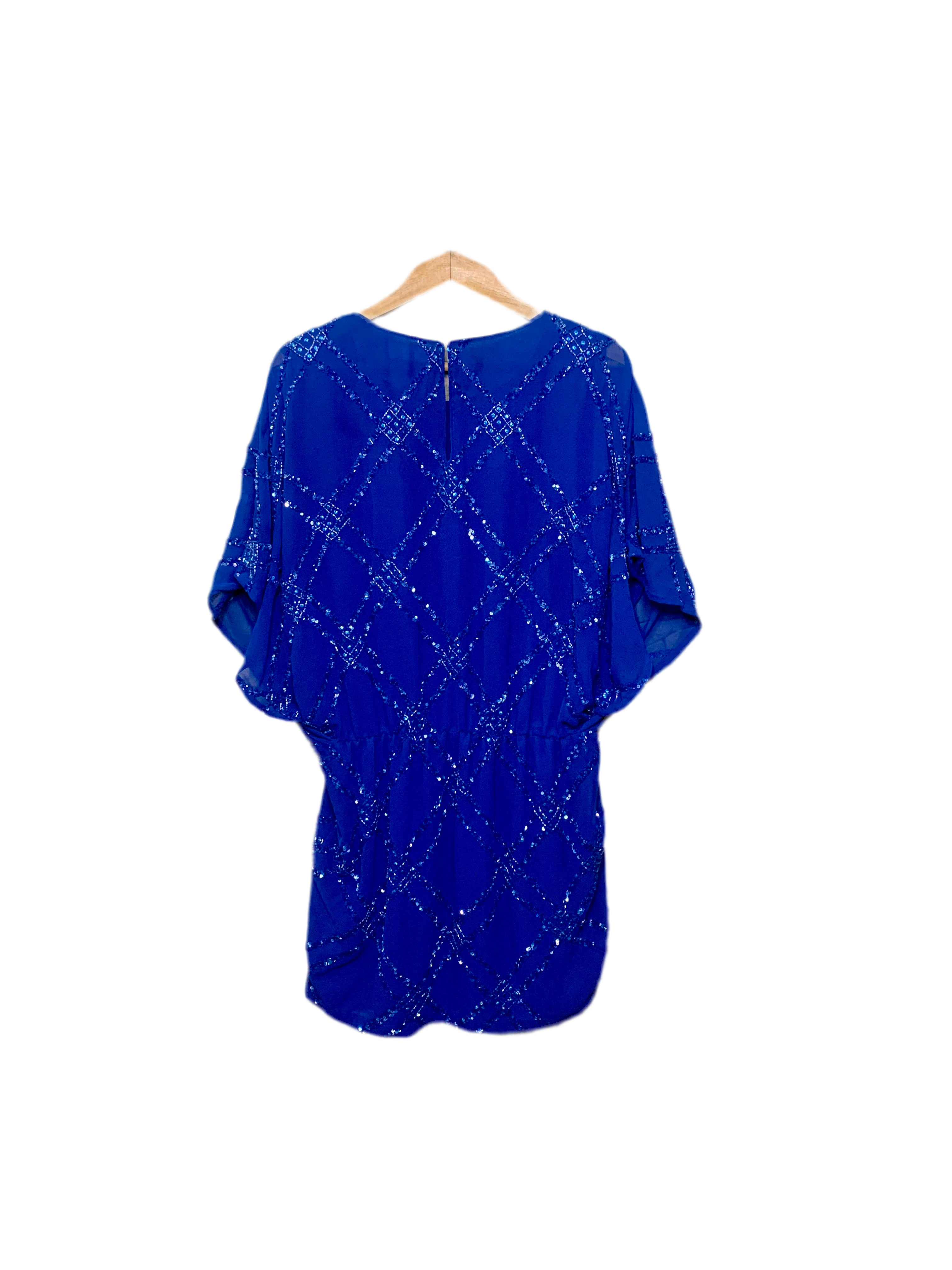 Robe courte bleue à sequins – Déby Débo