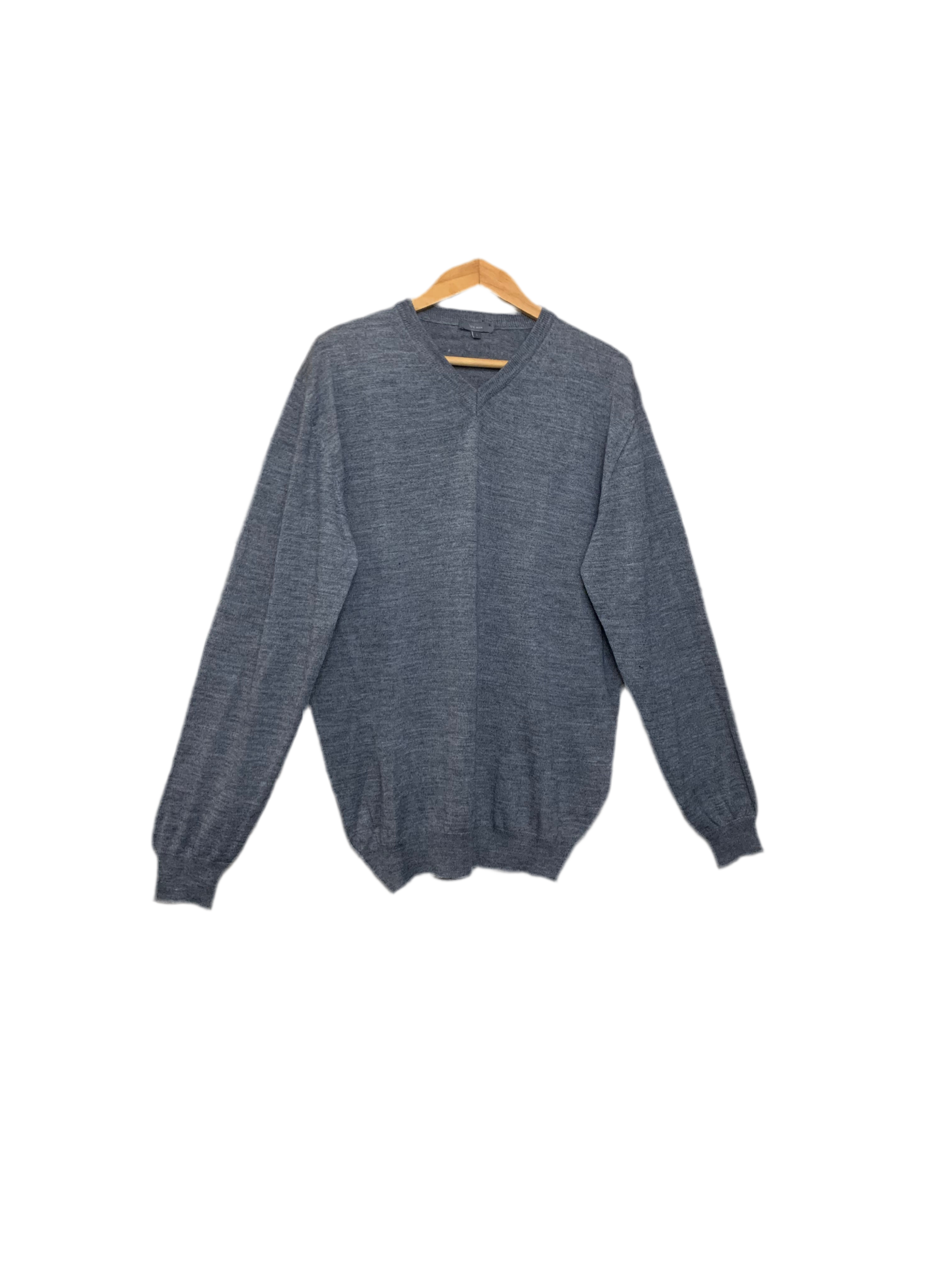 Pull homme col V en maille fine – Gris anthracite chiné