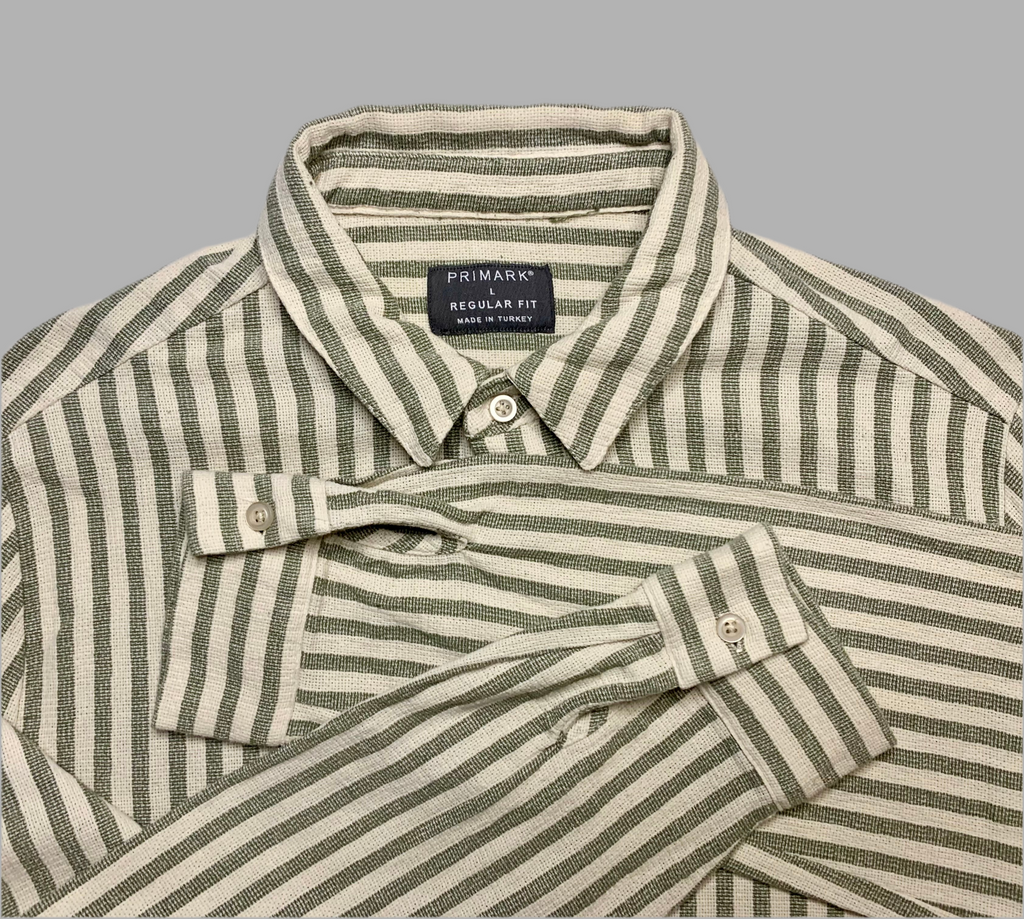 Chemise rayée verte et blanche