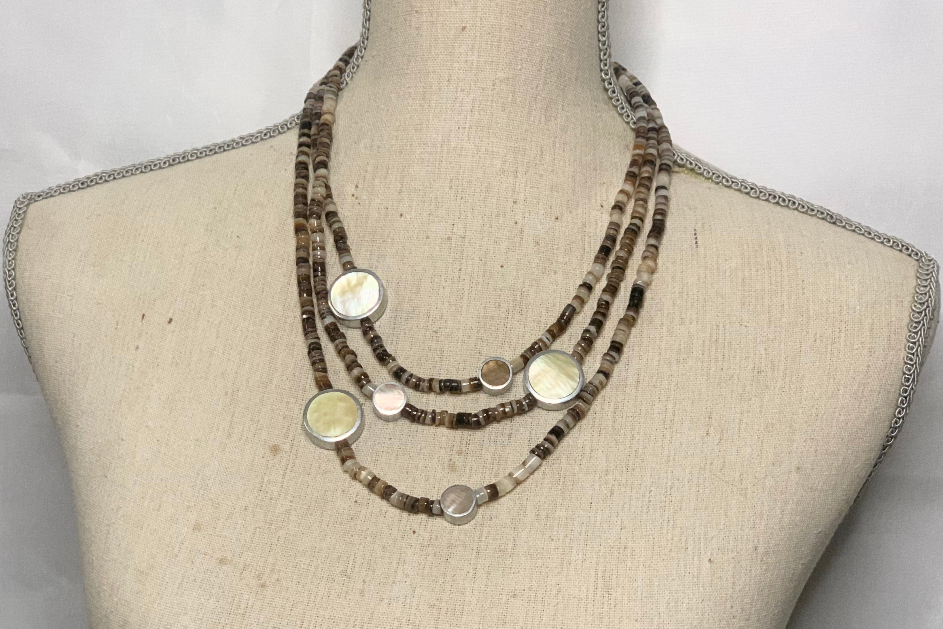 Collier Perle de Coquillage - 3 Brins